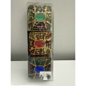 PIER 1 3 Mini Boxes Trinket Boxes Jeweled - 2 3/4” x2 1/2"x 1 1/4”NEW